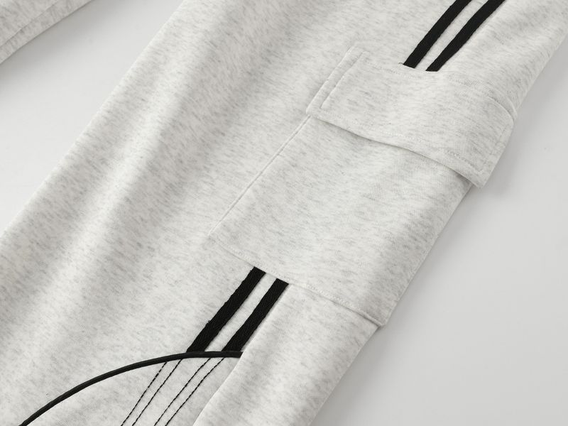 Pantalon de survêtement rétro pour hommes et femmes - Coupe ample, jambes larges et motifs géométriques (gris, noir)_voghion.com