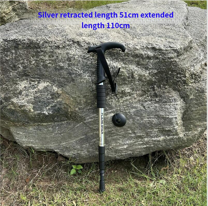 Dropshipping Aluminum Alloy Shock Absorbing T-Handle Trekking Pole Three-Section Old K-Handle Walking Stick Outdoor_voghion.com