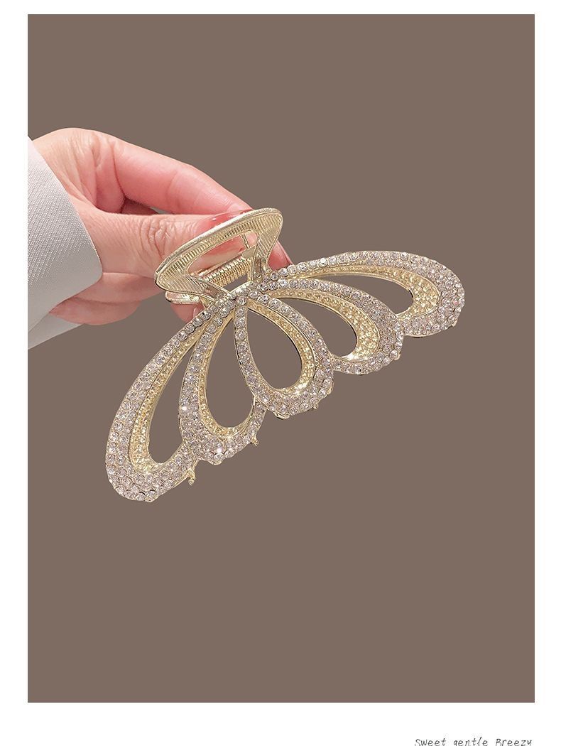 Clemă de păr premium pentru femei, cu strasuri mari, cu coroană, temperament dulce și elegant, în spatele capului, cu placă de păr pentru rechin_voghion.com