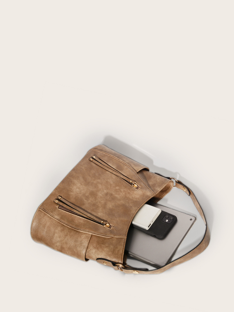 European and American retro tote bag double zipper tassel women's portable shoulder bag women's bag_voghion.com