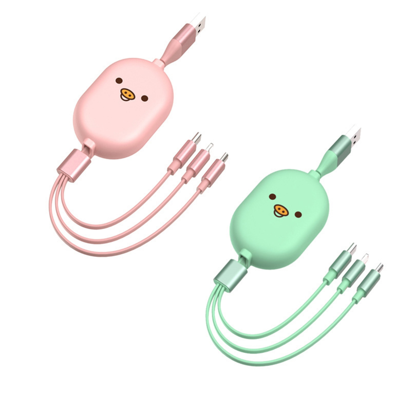 Cabo de carregamento de dados retrátil 3 em 1 para conectores Apple/Android/Tipo C_voghion.com