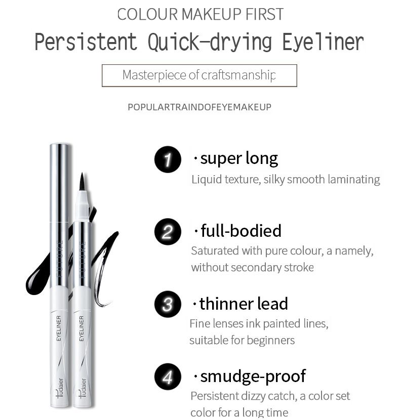 Penna eyeliner con punta morbida, impermeabile, anti-sudore, ad asciugatura rapida, adatta ai principianti, anti-sbavature, strumento per il trucco degli occhi neri a lunga durata_voghion.com