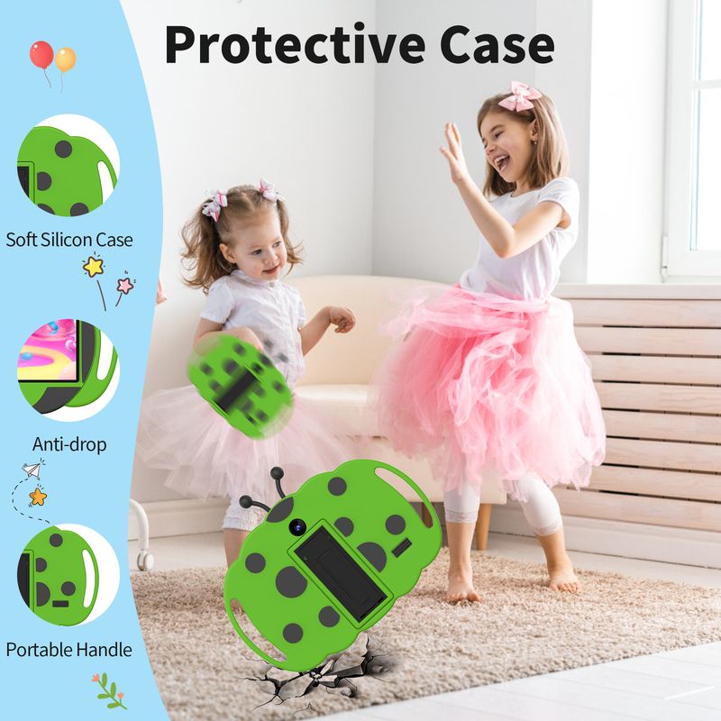 7inch With Protective Silicone Case Quad-core 4+32GB Cute Design Educational Children's Kinds Tablet_voghion.com