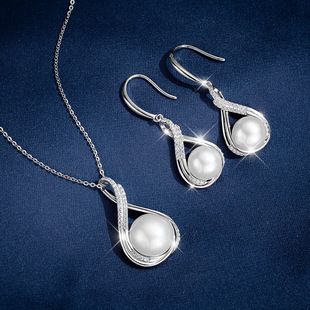 Simulatie parelketting voor dames met diamanten sleutelbeenketting voor moederdag, cadeau voor meisjes, modieuze synthetische kralenhanger_voghion.com