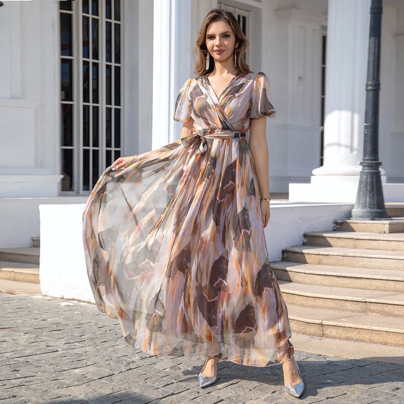 Dubai Clothing Muslim Women's Abaya Floral Dress Evening Gown_voghion.com