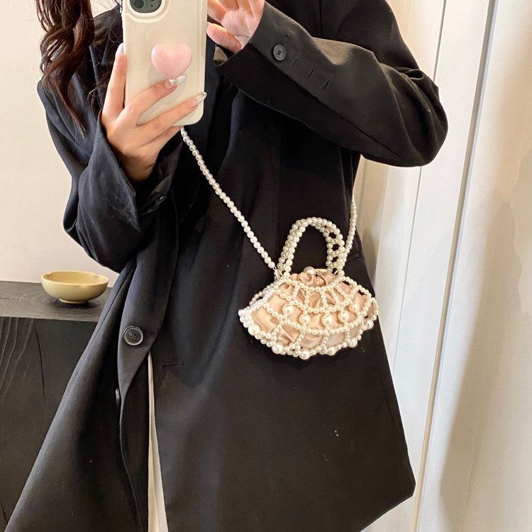 Borsa a mano piccola per bambina, in maglia, per bambini e donne, estate 2025, nuova, mini perla, borsa a mano, borsa alla moda, squisita_voghion.com