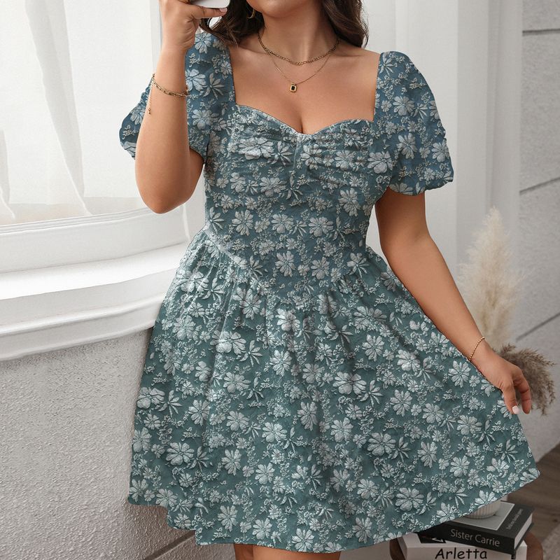 Damenbekleidung Französisches Kleid mit quadratischem Ausschnitt, schmaler, flauschiger kurzer Rock, weißer Rock_voghion.com