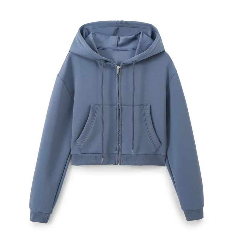 Frae Kleeder Stil Stitch Dekoratioun Elastesch Taille Doppelsäiteg Stoff Bell Bottom Hosen Zipper Sweatshirt Kostüm_voghion.com