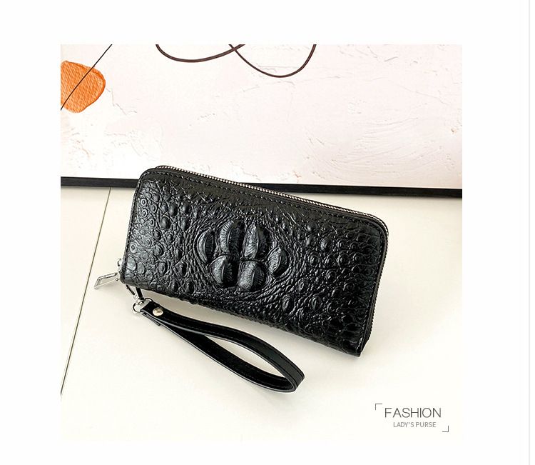 Bolsos para hombre, nuevo bolso de mano grande con estampado de cocodrilo, de un solo tirador, con múltiples ranuras para tarjetas y gran capacidad, con cremallera para teléfono móvil, moderno._voghion.com