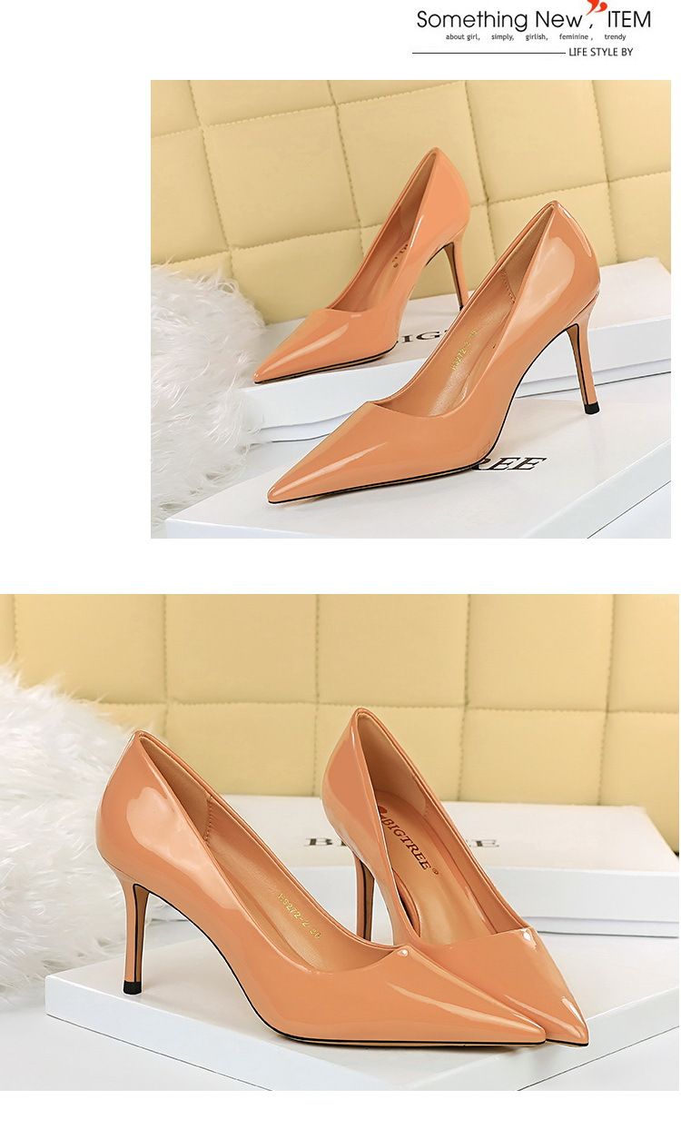 BIGTREE Shoes Glossy Patent Leather Women's Pumps Professional OL High Heels Stiletto Ladies Shoes Plus Size 43 All-match Heels_voghion.com