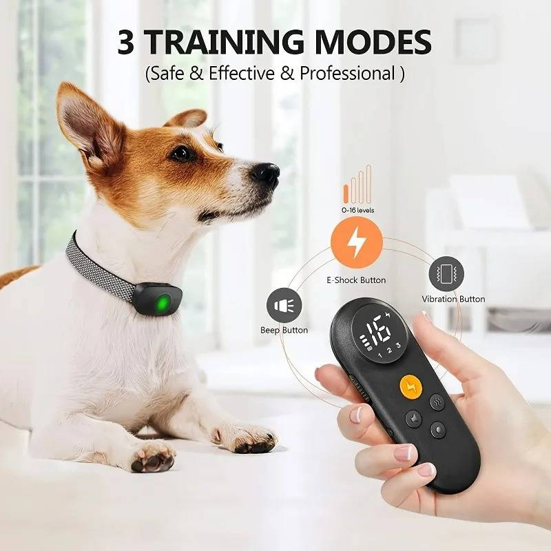 Electric Dog Training Collar With Remote Control, Color Screen, Vibration Warning, Bark Stopper, Waterproof And Rechargeable Pet Supplies_voghion.com