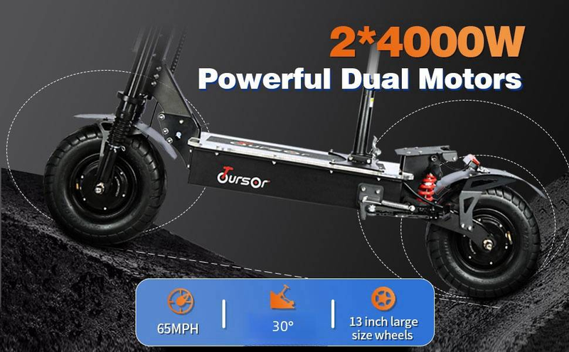 X13 Elektro-Scooter für Erwachsene, 13-Zoll-Vakuum-All-Terriain-Reifen, 60 V, 8000 W, Doppelmotor, Offroad, 45 Ah Lithiumbatterie, faltbarer Elektroroller mit zwei Rädern_voghion.com