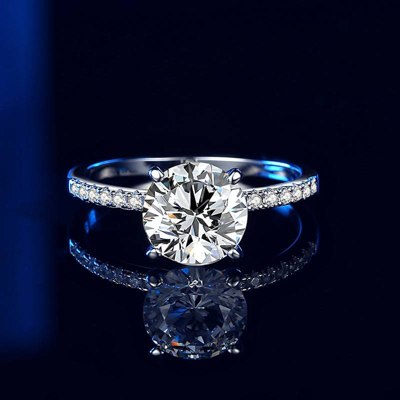 Anello in argento con quattro griffe per donna, moda classica, anello con diamanti Moissanite da 2 ct, montatura vuota_voghion.com