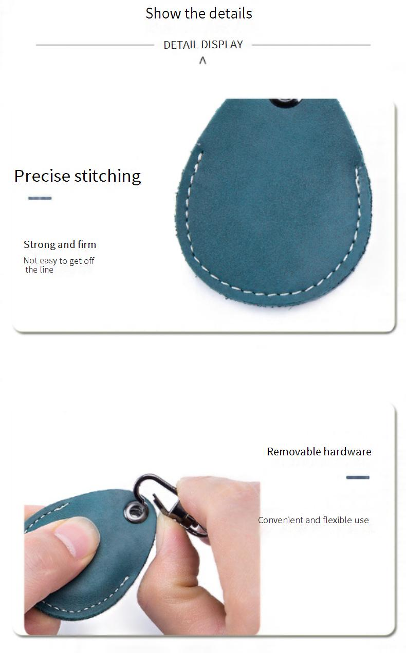 Coin & Key Purses IC Bus Card Induction Protective Cover Water Drop Keychain Cowhide Community Rectangular Round Access Control Card Holder_voghion.com