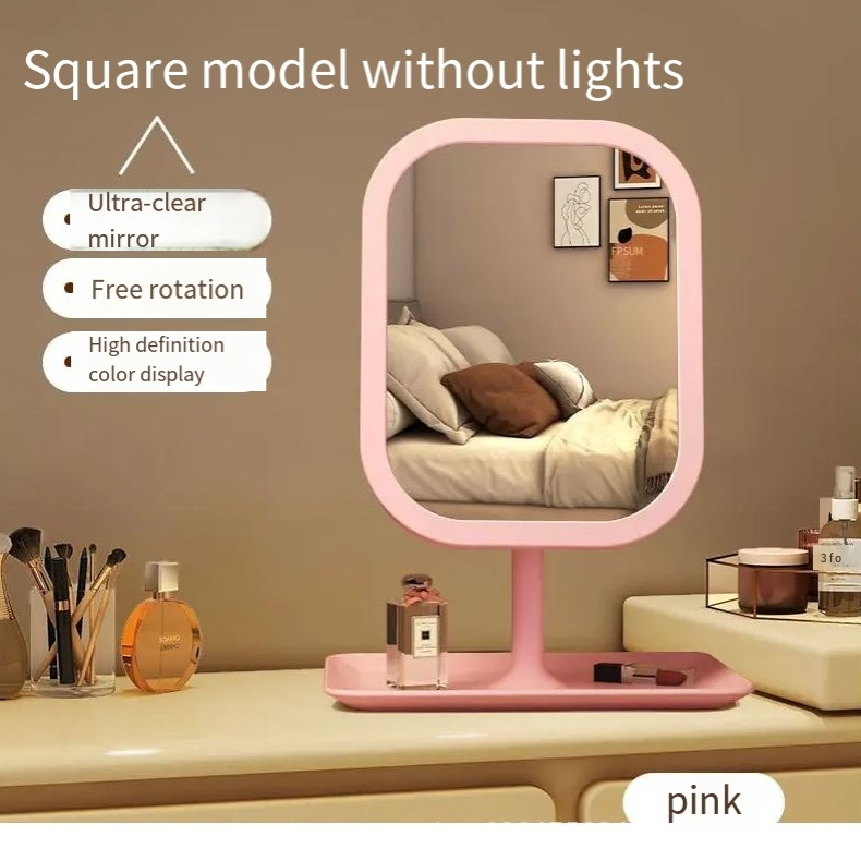 Espelho de maquiagem LED com luz de mesa, rede para celebridades, feminino, luz de preenchimento, espelho pequeno, estilo dormitório, mesa, portátil, pequeno, espelho de vestir_voghion.com