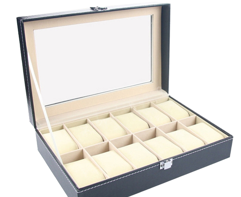 Qianbihe Watch Box Large Capacity Water-proof Anti-dust 12 Slots Exquisite Watch Storage Case For Office-1_voghion.com