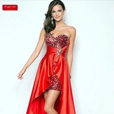 Damenbekleidung Neues Brautkleid, vorne kurz und hinten lang, Tube-Top, Toastkleid, Host-Kleid_voghion.com