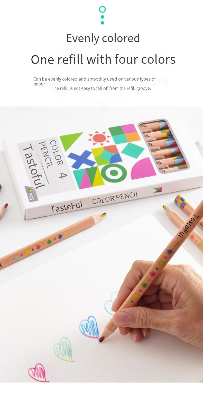 4-Color Rainbow Pencils | 4B Soft Lead | Wooden Triangular Grip | DIY Crafts & School Supplies | Bulk Pack For Kids & Artists_voghion.com