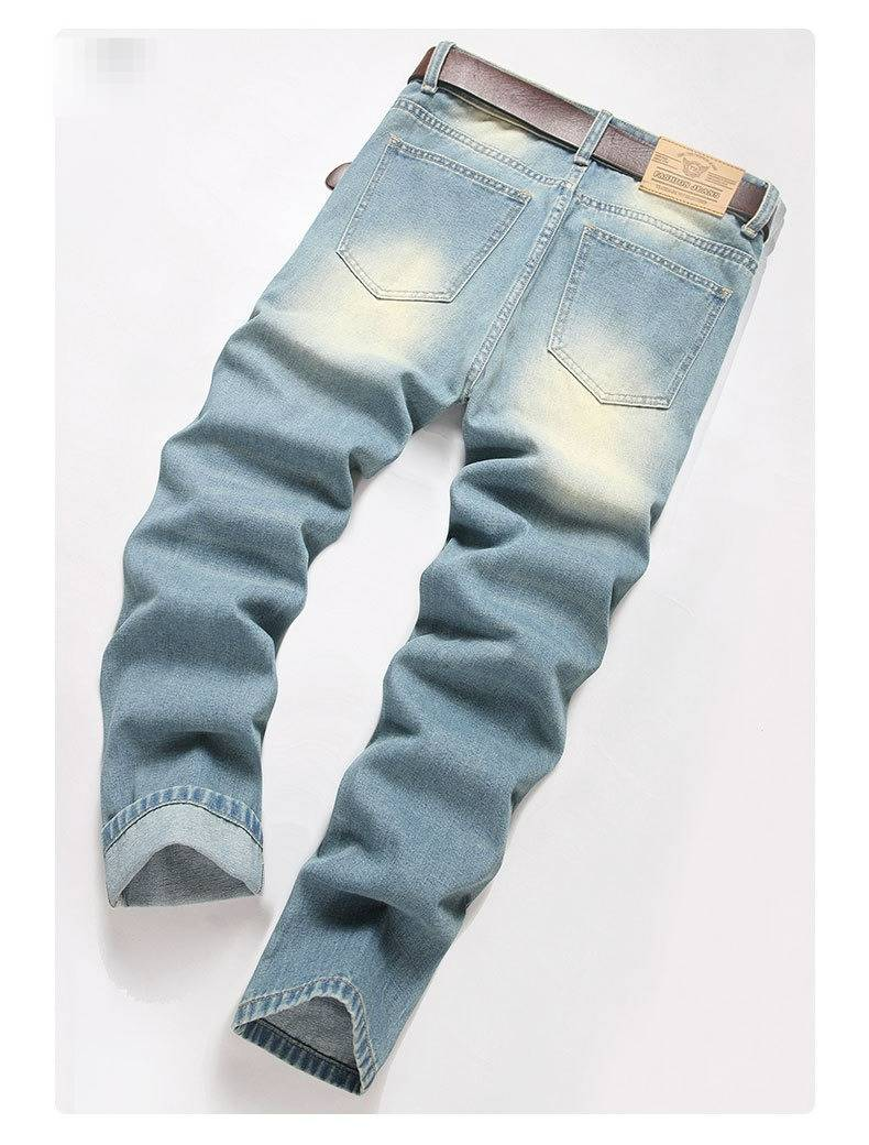 Stap in de Spot Retro Nostalgische Jonge Heren Street Style Heavy Work Hole Scratched Patched Fashion Casual Denim Broek_voghion.com