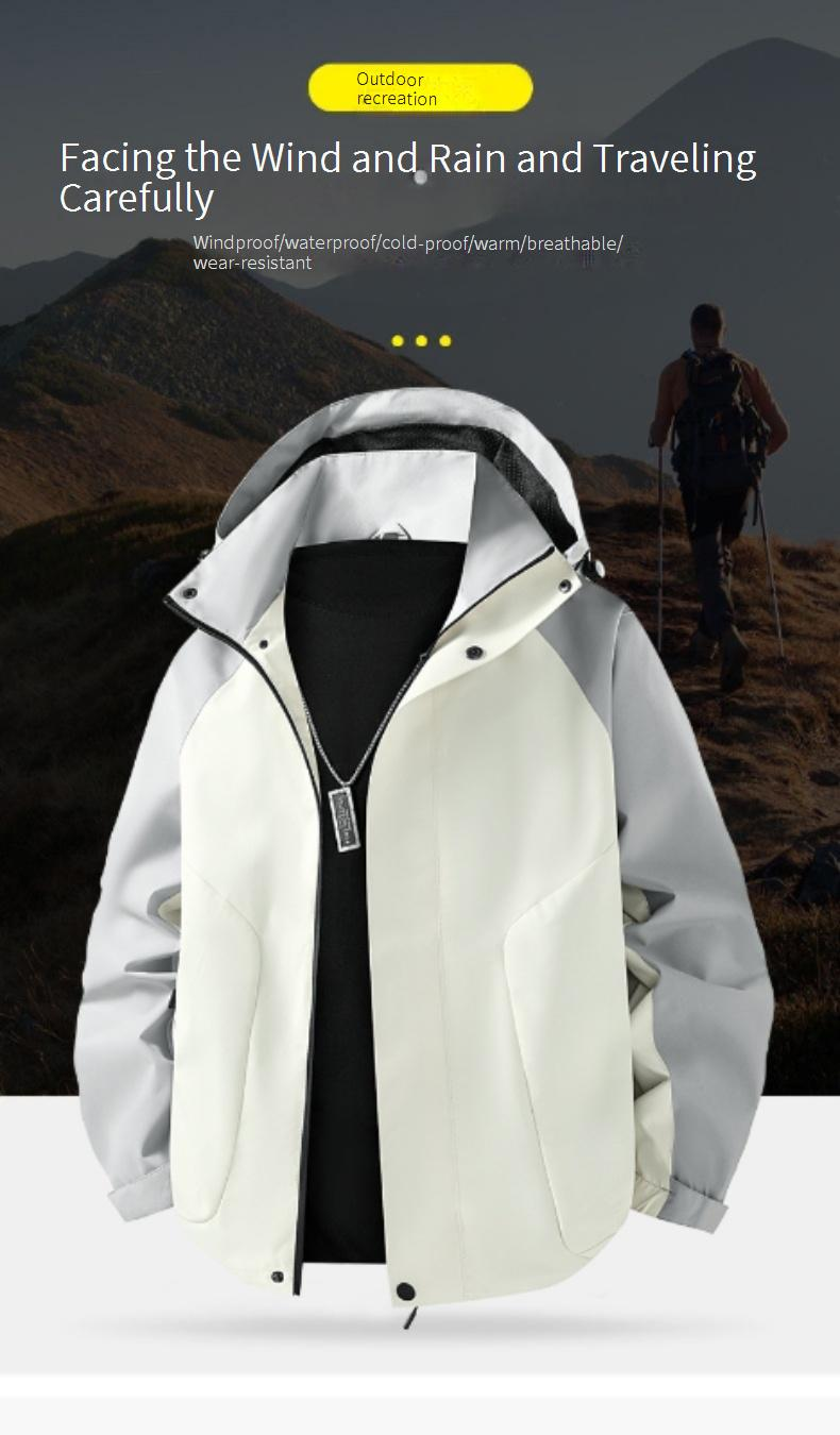 Men's Retro Cargo Jacket – Lightweight Windbreaker With Contrast Panels, Hooded Streetwear Coat (Black/Khaki-Gray/Burgundy-Black, M-5XL)_voghion.com