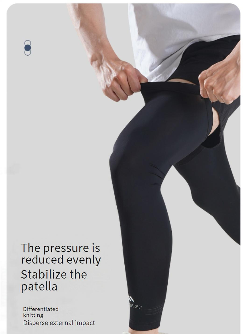 Extra-Long Compression Knee Sleeves For Men – Breathable & Anti-Slip Support For Running, Marathon, Basketball & High-Impact Sports (Pair)_voghion.com