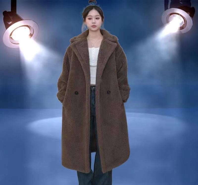 Langer Teddybär-Kunstpelzmantel für Damen – Übergroße Plüsch-Sherpa-Jacke (7 Größen)_voghion.com
