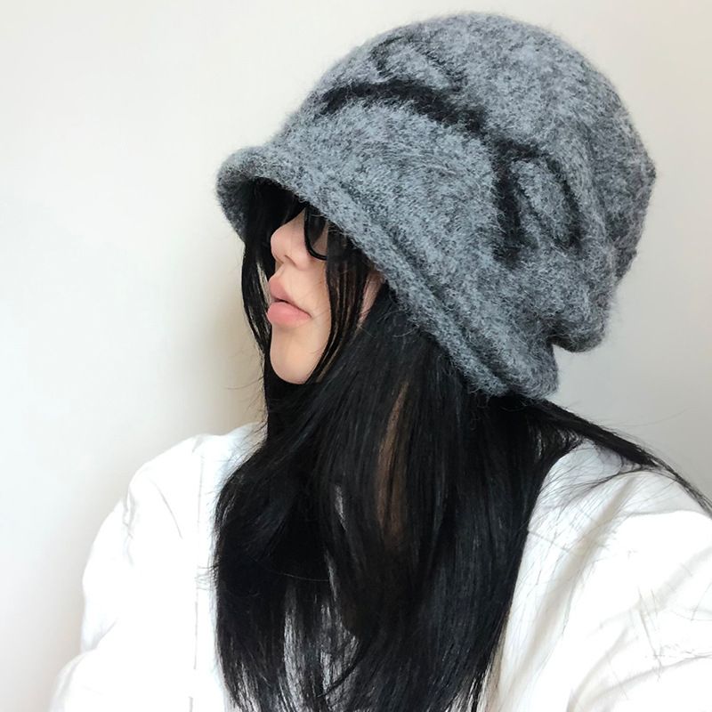 Bekleidungsaccessoires Retro Schleife Wintermütze Strickmütze Retro Schleife Winterstrickmütze für Damen - Warmes Fleecefutter Ohrenschutz Slouchy Mütze_voghion.com