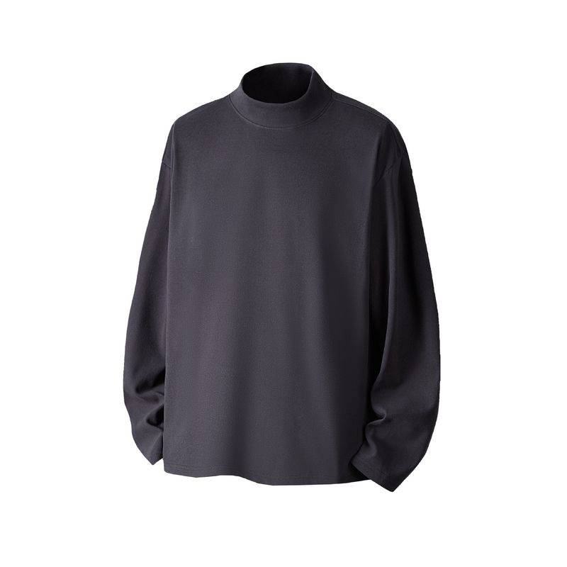 Maglietta termica a maniche lunghe da uomo, vestibilità comoda, tessuto foderato in morbido pile, colori a tinta unita (bianco/nero/grigio/marrone/beige, taglie dalla M alla 5XL)_voghion.com