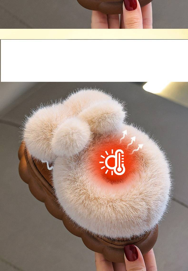 Unisex Kinder Winterstiefeletten mit Plüschfutter - Rutschfeste Hausschuhe für drinnen und draußen mit Fersenabdeckung Modetrends_voghion.com