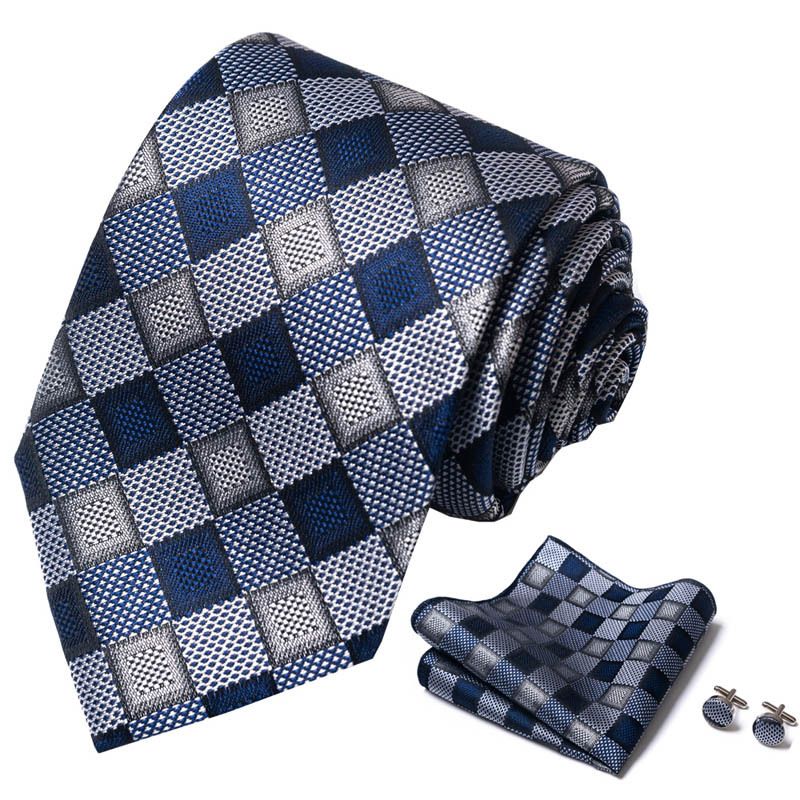 Corbata de seda de poliéster de alta calidad unisex para hombre, corbata formal de color sólido, bolsillo, toalla, gemelos, juego de jacquard_voghion.com