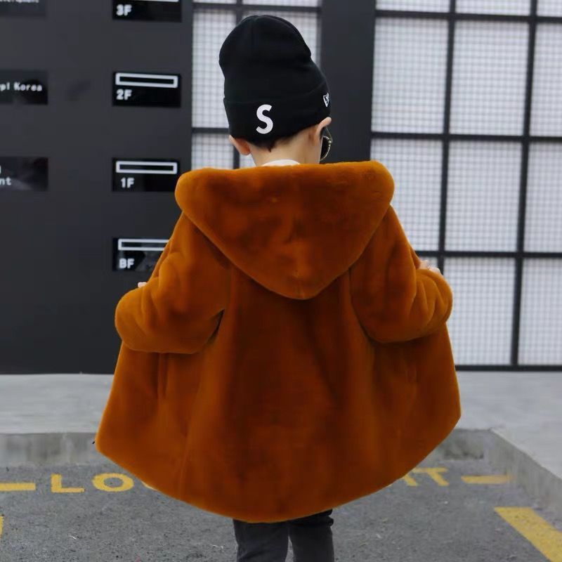 Teenage and guys Boys and girls thick warm coat 2024 new winter mid length boy handsome fur cotton jacket_voghion.com