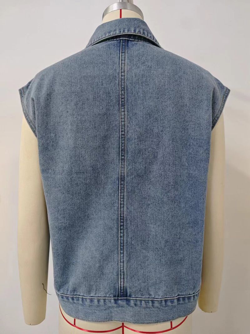 Ženska odjeća Ljeto Novi stil Oprani Jednoredni Traper Vest Prsluk Trend_voghion.com