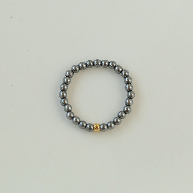 Anello impilabile con perle artificiali in oro bianco e grigio per donna, con piccole perle di riso dorato_voghion.com