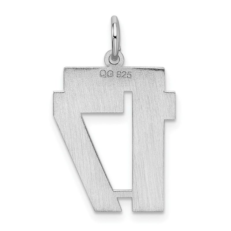 Sterling Silver/Rhodium-plated Satin Number 17 Charm_voghion.com