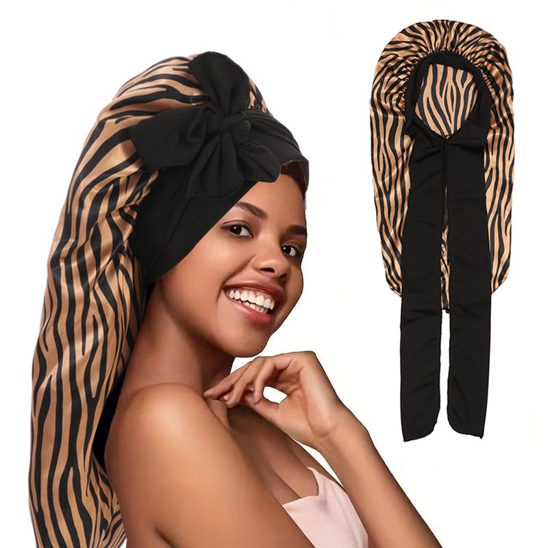Cuffia da uomo con stampa leopardata multicolore, a righe larghe, a tesa larga, elastica, per salone di bellezza, per la cura dei capelli, con chignon elastico, berretto indiano_voghion.com