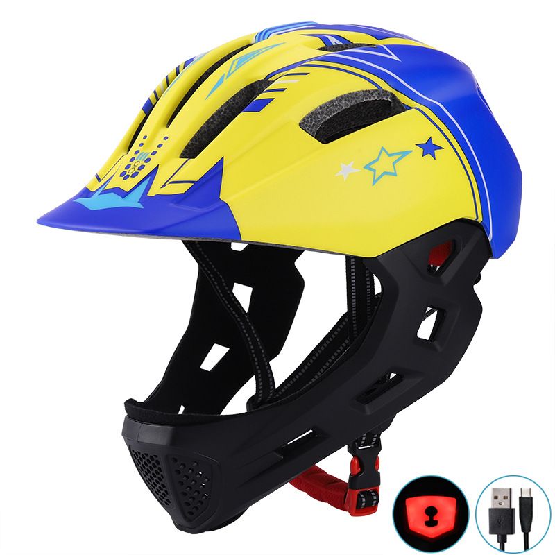 Casco anti-insetti per mountain bike per bambini, con USB, per bici da equilibrio, skateboard, monoblocco, casco integrale_voghion.com
