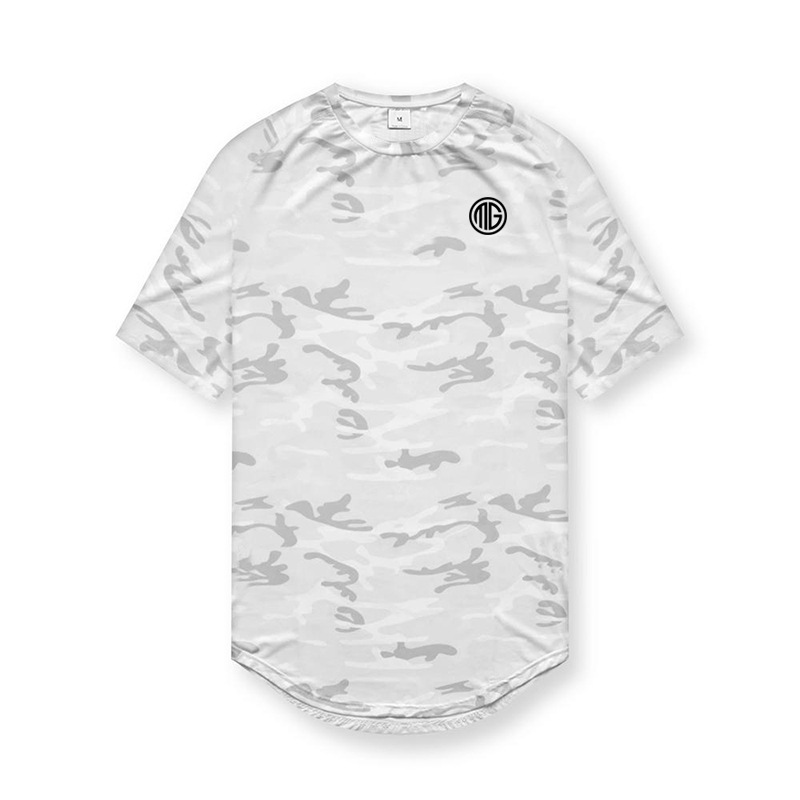 Mallas deportivas, traje de fitness de manga corta para hombre, de secado rápido y transpirable, top de camuflaje para entrenamiento de carrera, verano_voghion.com