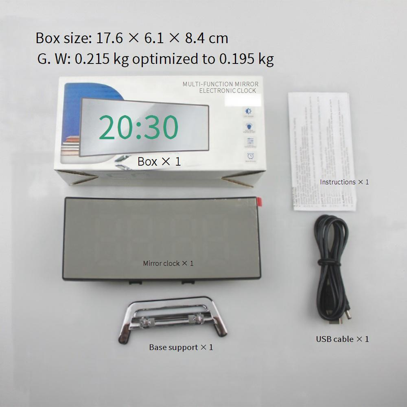 Alarm Clocks Creative Electronic Large Screen Curved LED Electronic Mirror Silent Alarm Clock_voghion.com