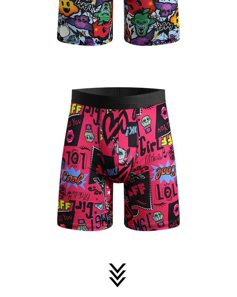 Men's Extra Long Leg Boxer Briefs - Novelty Print Stretch Underwear With English Wash Label Comfortable Long Cut Boxers In EU/US Sizes_voghion.com