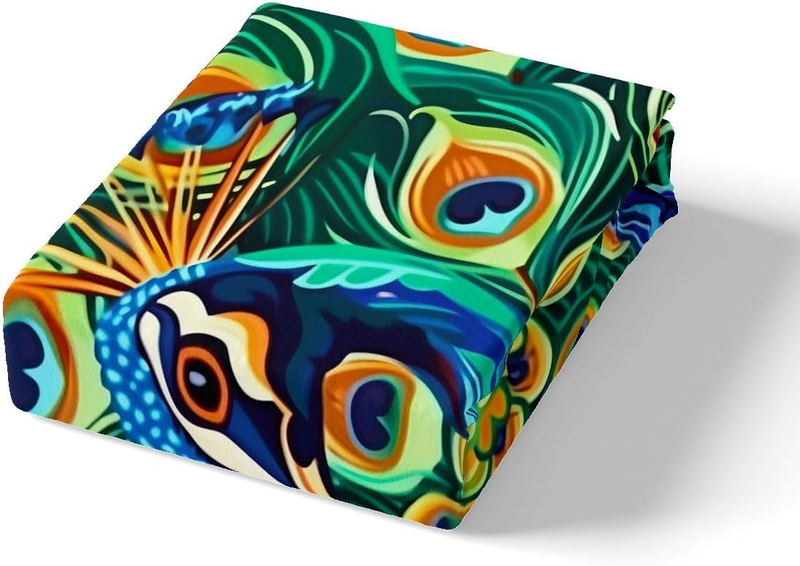 Funda nórdica con diseño de pavo real en acuarela para cuna de niños y niñas, funda nórdica con pájaros exóticos y elegantes, juego de cama para parejas, juego de cama con vida silvestre, decoración para dormitorio._voghion.com