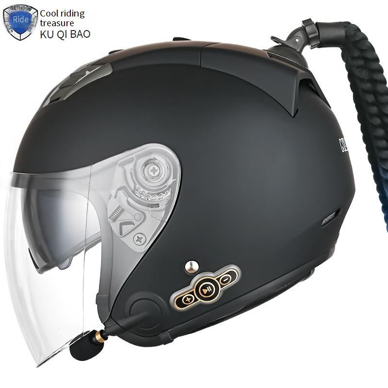 DOT- und 3C-zertifizierter Motorrad-Halbhelm mit Bluetooth und Geflecht – leichte ABS-Schale, Doppelvisier, universelle Passform für Männer und Frauen_voghion.com