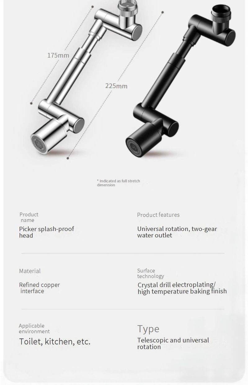 360° Adjustable Faucet Extender With Anti-Splash Aerator - Flexible Gooseneck Spout For Sink, Dual Spray Modes, ABS & Alloy Construction_voghion.com