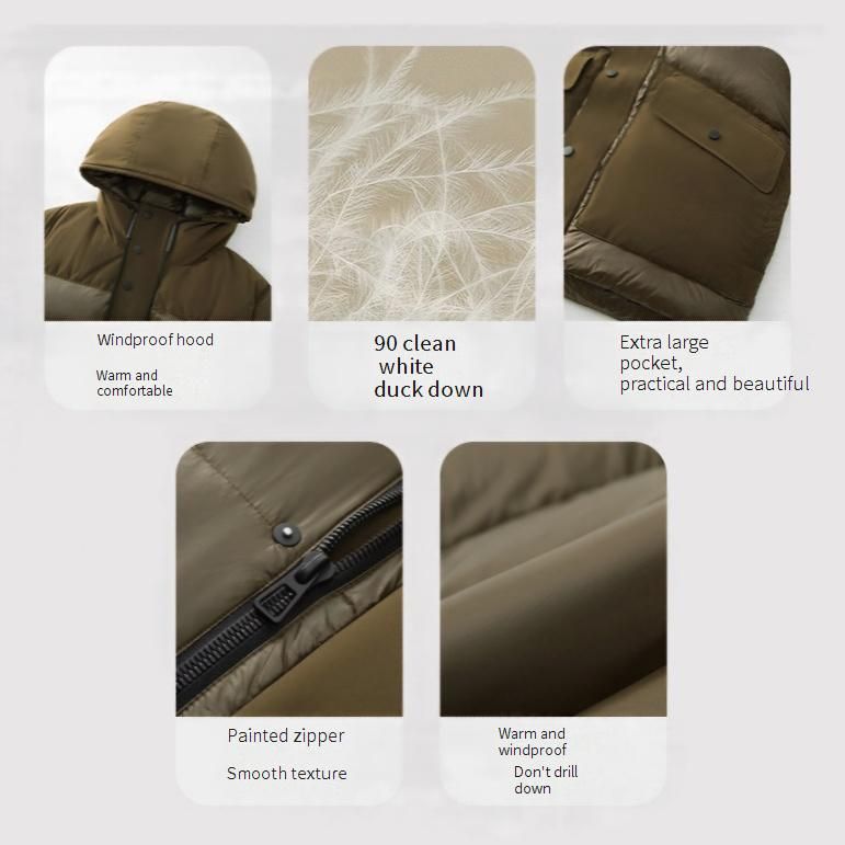 Men's Short Hooded Down Jacket - Business Casual Winter Coat, 650FP Waterproof Nylon Shell, 90% White Duck Fill (S/M/L/XL/XXL)_voghion.com