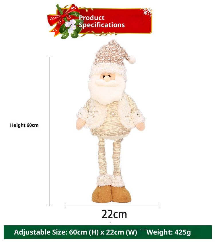 Stretchable Santa Claus Plush Doll - Festive Christmas Decor For Home, Office & Store Display (HX-21045A)_voghion.com