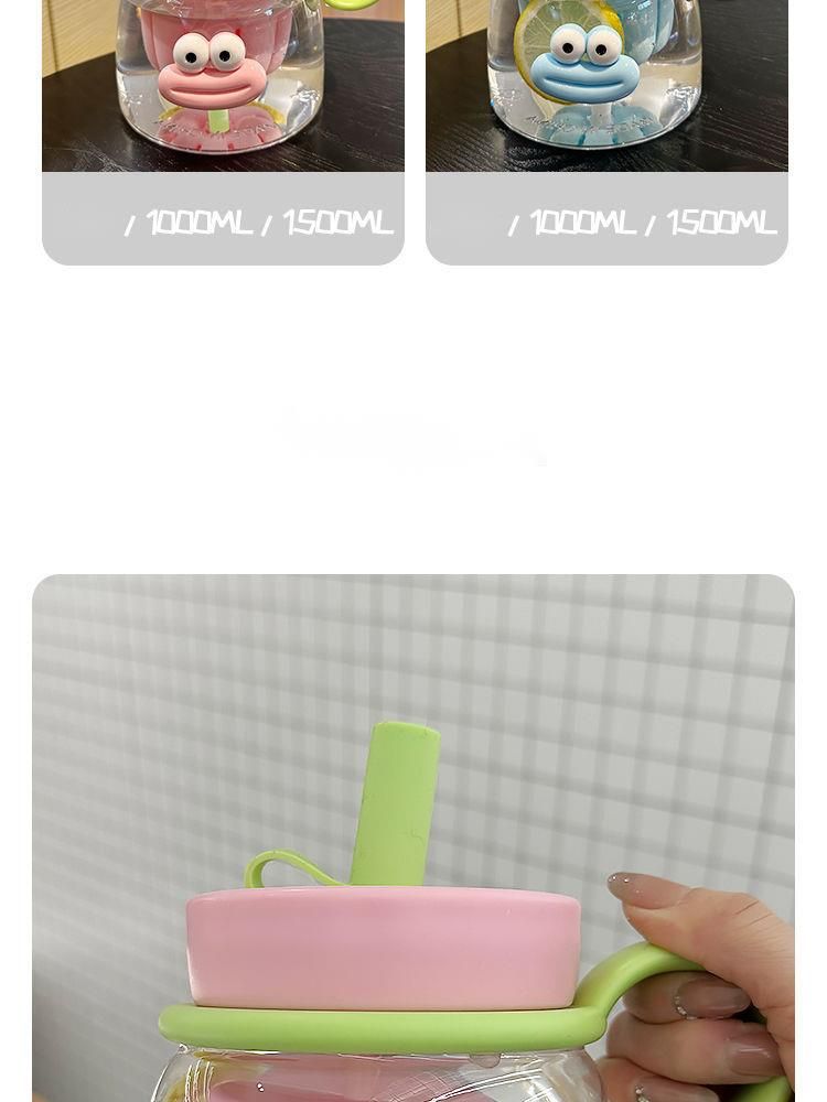 Girls' Water Bottle Summer High-Value Straw Belly Large Capacity Strainer High Temperature Resistant Cute Tea Brewing_voghion.com