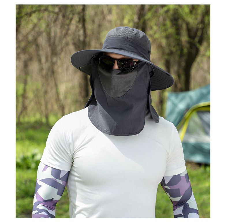 Cappello da sole a copertura totale per uomo - Protezione UPF50+ per viso e collo con zanzariera (antipolvere e traspirante, ideale per pesca/attività all'aperto)_voghion.com