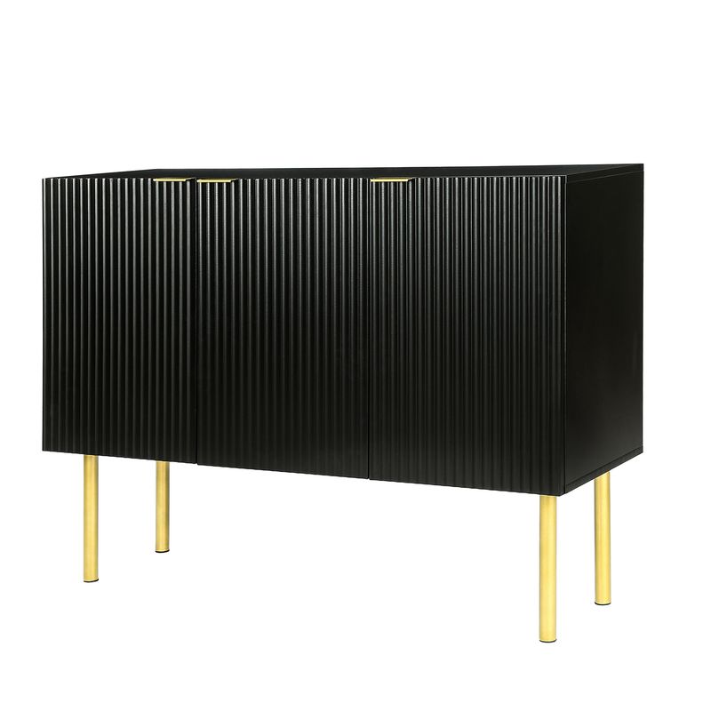 Modern Simple Sideboard with Particle Board and MDF Board; Adjustable Shelves Luxury Style Cabinet with Gold Metal Legs and Handles for Hallway _voghion.com