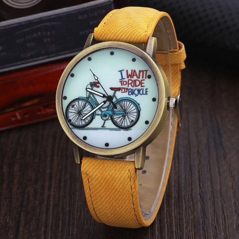 Yamaler Orologio da polso al quarzo analogico con quadrante rotondo, cinturino in tela per bicicletta retrò unisex_voghion.com