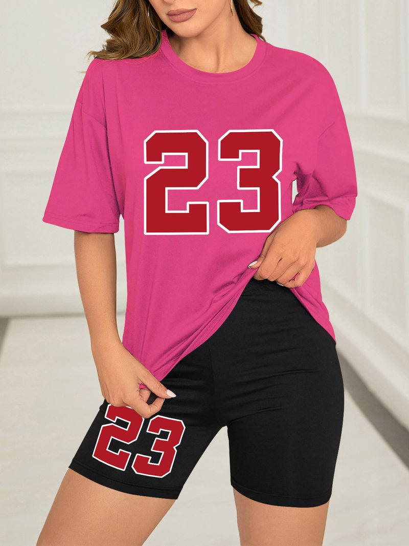 Dameskleding Effen kleur all-match digitaal bedrukt tweedelige korte mouwen shorts los casual lente en zomer_voghion.com