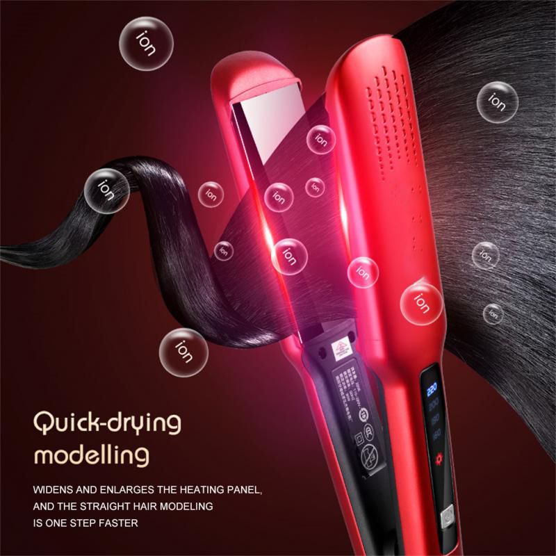 Plancha de pelo electrónica multifunción 2 en 1 y rizador rojo_voghion.com